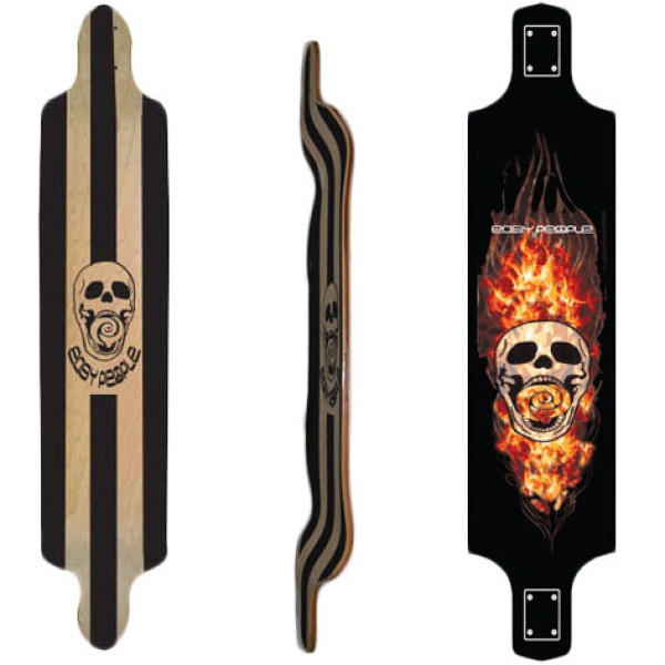 Easy People Longboards Drop Down Lowrider Longboard Deck DD-0- skull & flames