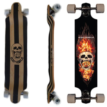 Easy People Longboards Drop Down Lowrider Longboard Complete DD-0 Skull & Flames