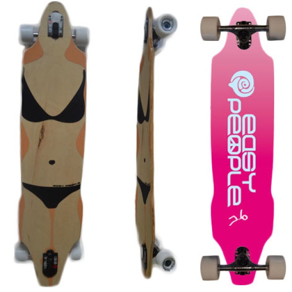 Easy People Longboards Drop Through Lowrider Longboard Complete DT-9-Push-Positive-Pink