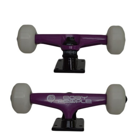 Easy People Skateboards Purple Beaver Skateboard Truck Set & White Wheels