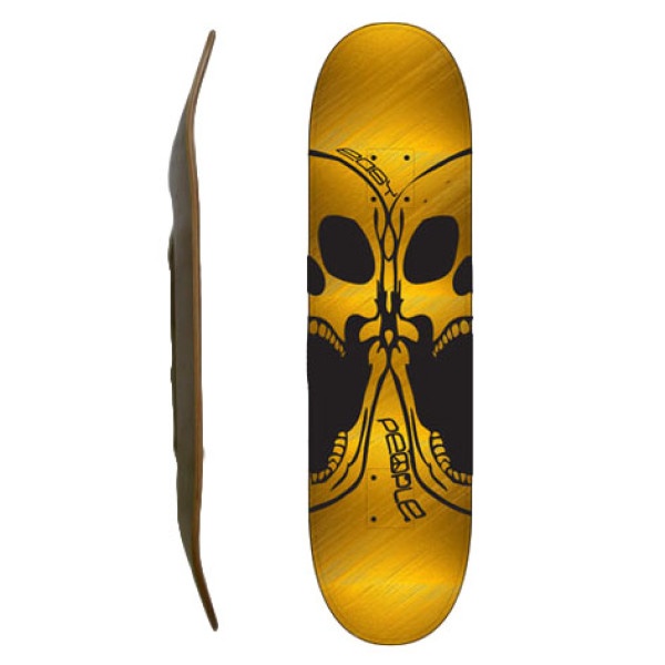Easy People Skateboards SB-2 Blank Skateboard Deck-Gold-Double-Skulls