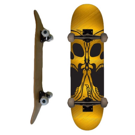 Easy People Skateboards SB-2 Complete Skateboard Decks-Gold-Double-Skull