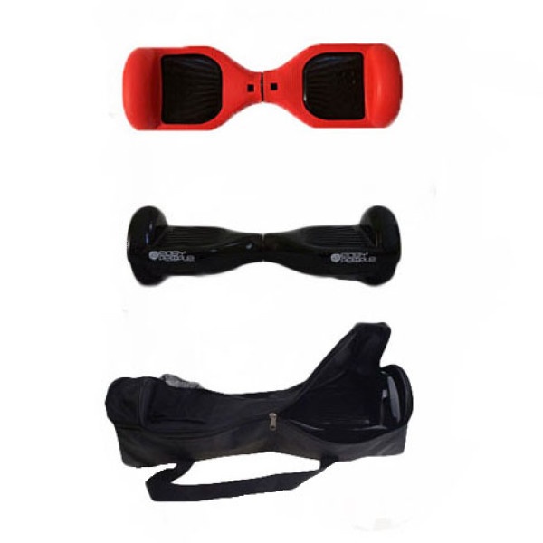 Easy People Hoverboard Black Two Wheel Self Balancing Motorized Scooters With Red Silicone Case + Bag