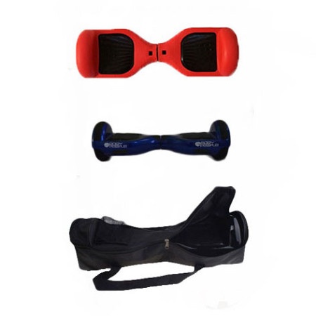 Easy People Hoverboard Blue Two Wheel Self Balancing Motorized Scooters With Red Silicone Case + Bag