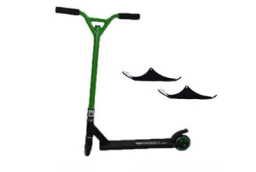 Easy People Stunt Scooter Cross Colour Green Handles + Black Deck & Ski Attachment