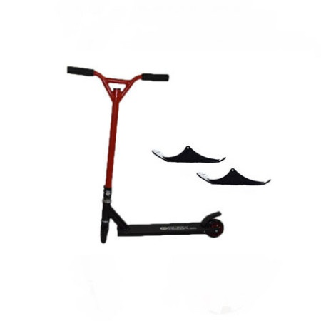 Easy People Stunt Scooter Cross Colors Red Handlebar with Black Deck with Skis