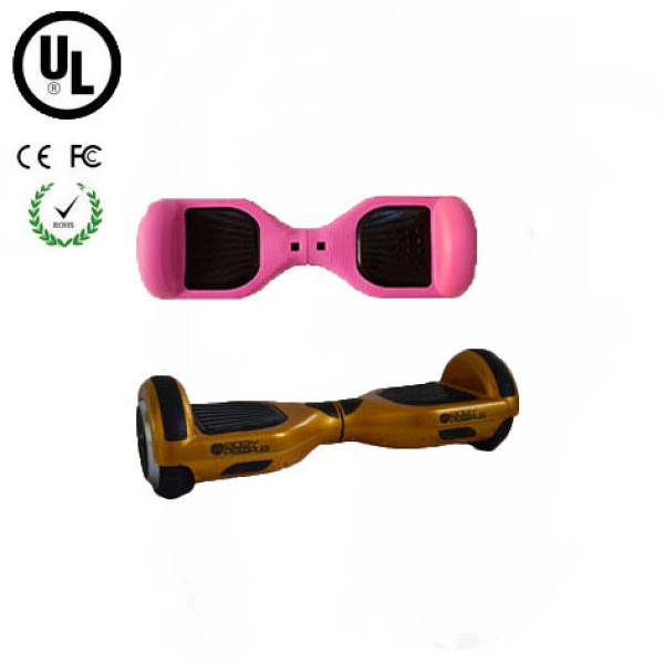 Easy People Hoverboard Gold Two Wheel Self Balancing Motorized Scooter with Pink Silicone Case