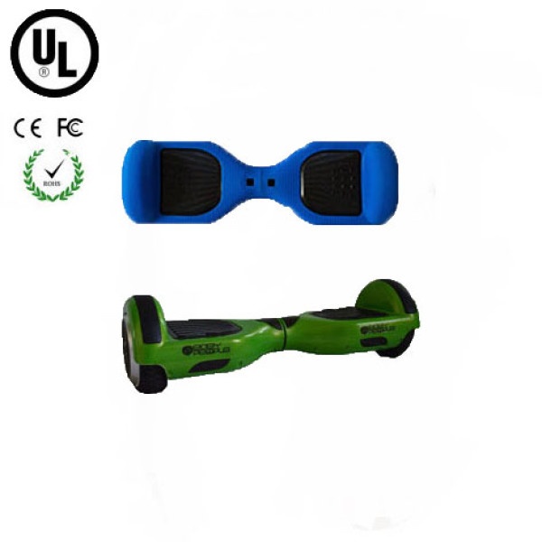 Easy People Hoverboard Green Two Wheel Self Balancing Motorized Scooter with Blue Silicone Case