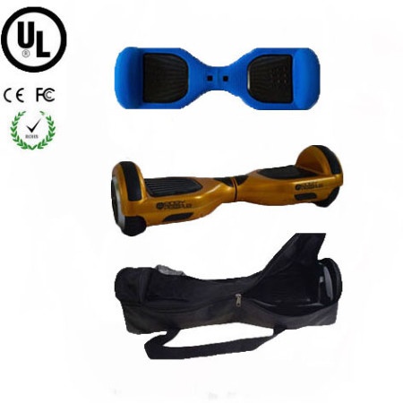 Easy People Hoverboard Gold Two Wheel Self Balancing Motorized Scooter with Blue Silicone Case + Bag
