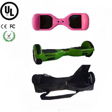 Easy People Hoverboard Green Two Wheel Self Balancing Motorized Scooter with Pink Silicone Case+ Bag