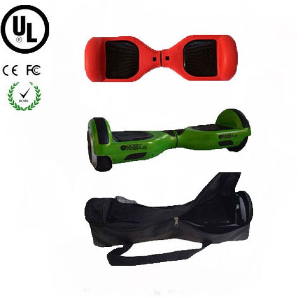 Easy People Hoverboard Green Two Wheel Self Balancing Motorized Scooter with Red Silicone Case + Bag
