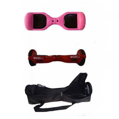 Easy People Hoverboard Red Two Wheel Self Balancing Motorized Scooters With Pink Silicone Case + Bag