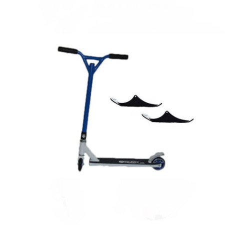 Easy People Stunt Scooter Cross Colors Blue Handlebar with White Deck with Skis