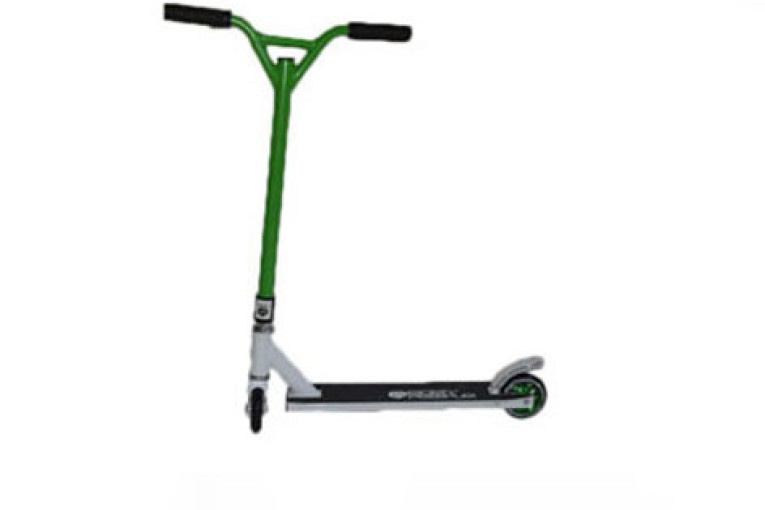 Easy People Stunt Scooter Cross Colors Green Handlebar with White Deck