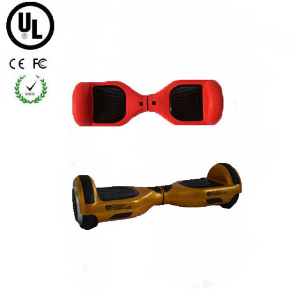 easy people hoverboard gold two wheel self balancing motorized scooter with red silicone case