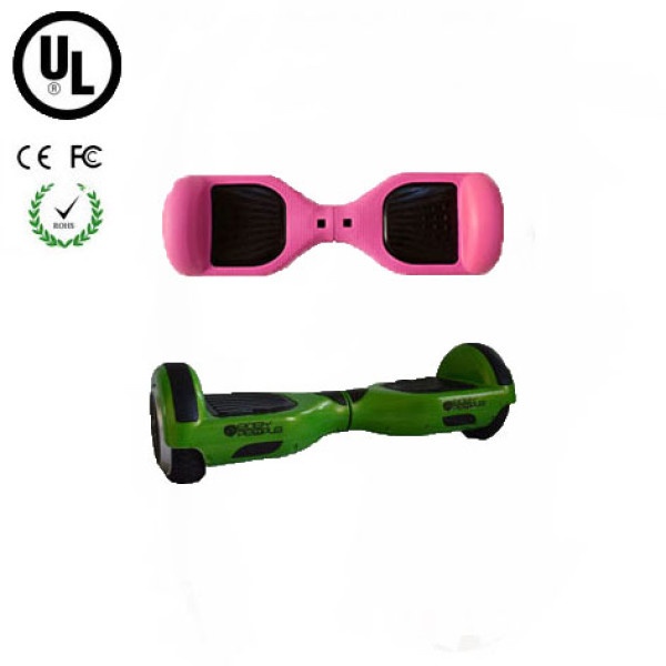 Easy People Hoverboard Green Two Wheel Self Balancing Motorized Scooter with Pink Silicone Case