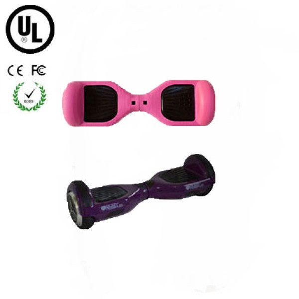 Easy People Hoverboard Purple Two Wheel Self Balancing Motorized Scooter with Pink Silicone Case