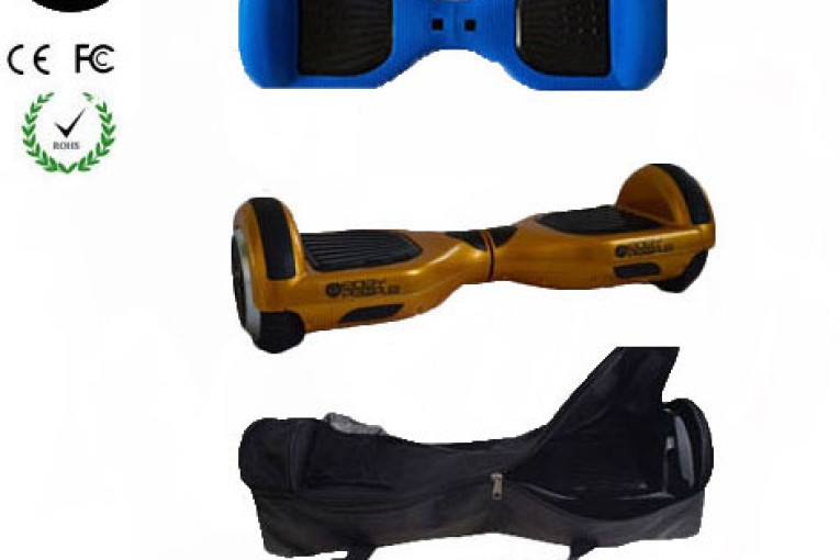 Easy People Hoverboard Gold Two Wheel Self Balancing Motorized Scooter with Blue Silicone Case + Bag