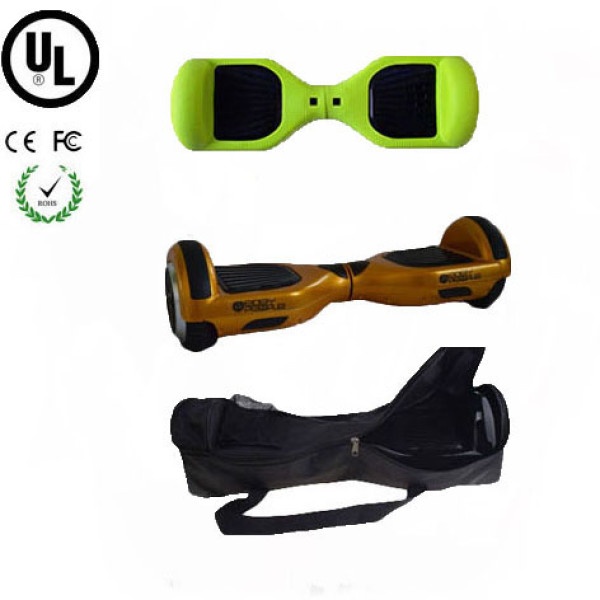 Easy People Hoverboard Gold Two Wheel Self Balancing Motorized Scooter with Green Silicone Case +Bag