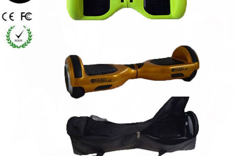 Easy People Hoverboard Gold Two Wheel Self Balancing Motorized Scooter with Green Silicone Case +Bag