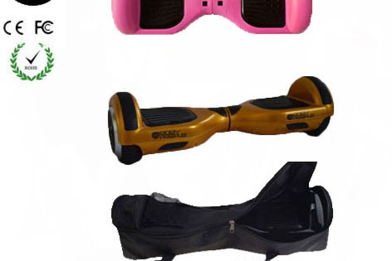 Easy People Hoverboard Gold Two Wheel Self Balancing Motorized Scooter with Red Silicone Case + Bag