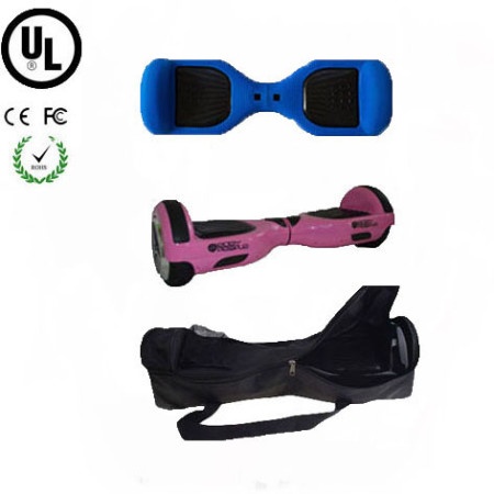 Easy People Hoverboard Pink Two Wheel Self Balancing Motorized Scooter with Blue Silicone Case + Bag