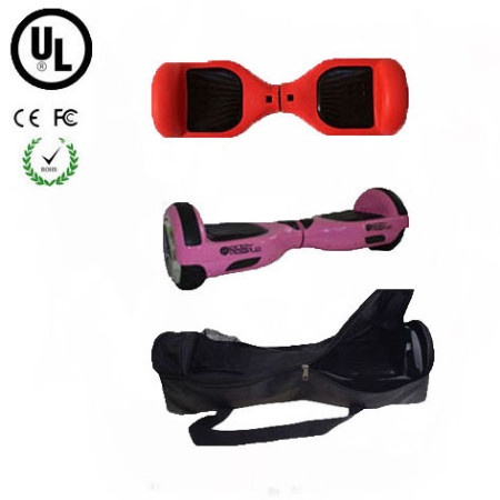 Easy People Hoverboard Pink Two Wheel Self Balancing Motorized Scooter with Red Silicone Case + Bag