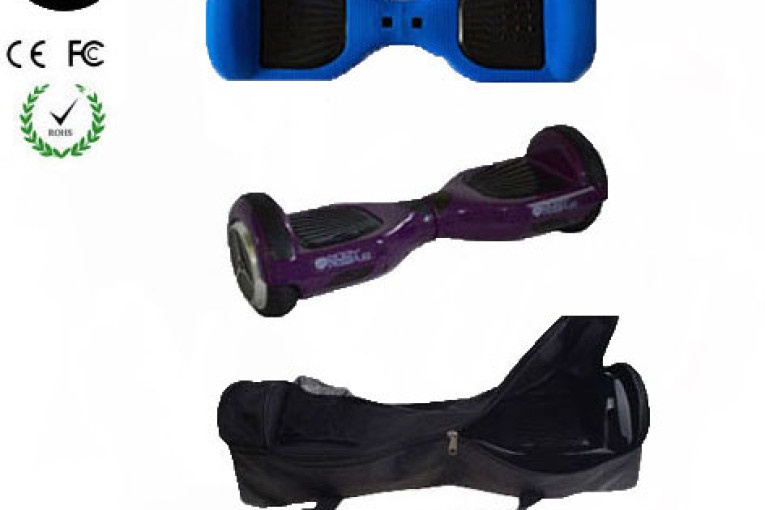 Easy People Hoverboard Purple Two Wheel Self Balancing Motorized Scooter with Blue Silicone Case + Bag